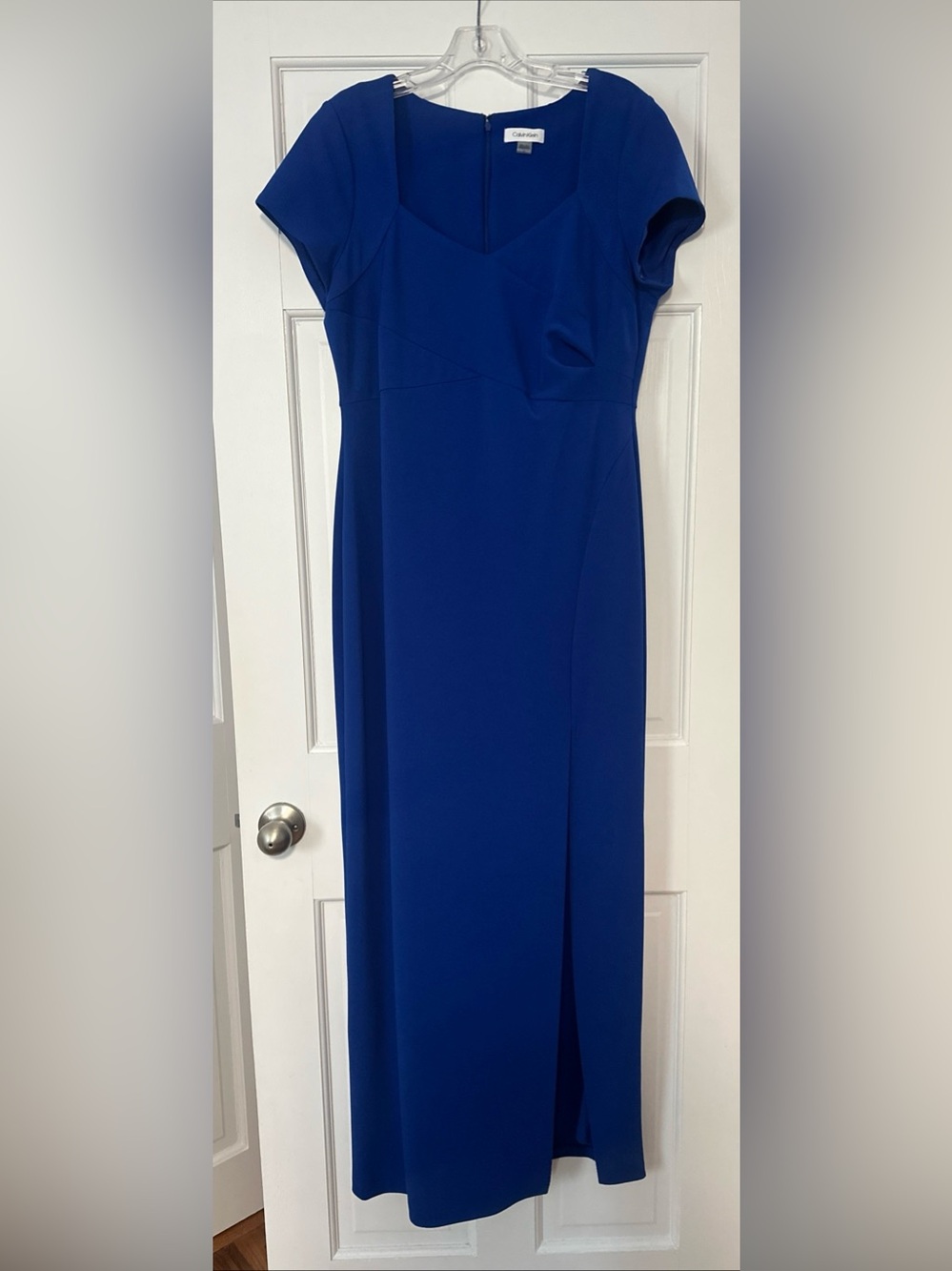 Calvin Klein Women's Royal Blue Cap-Sleeve Evening Dress 12
